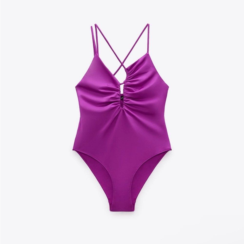 ZARA Ruched One Piece Swimsuit - Picture 3 of 7